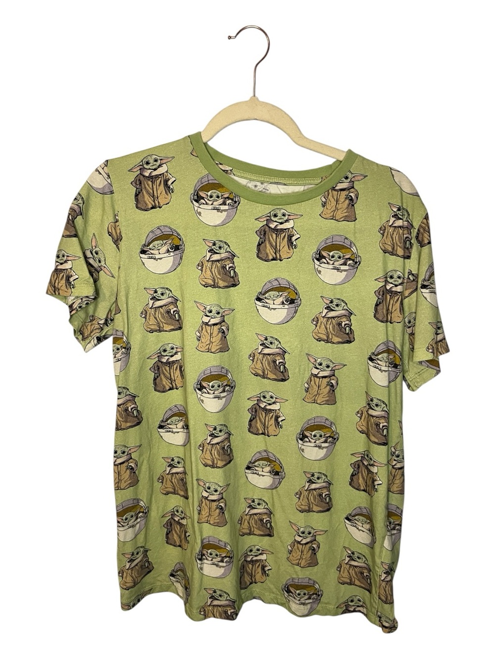 Green Graphic Short-Sleeve Women’s  Shirt featuring Baby Yoda Print